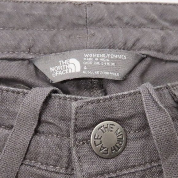 THE NORTH FACE Pants Hiking Gray Cotton Canvas Drawstring Straight Leg Women's 4 - Picture 1 of 11